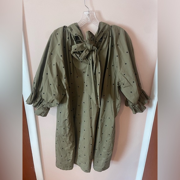 Wyatt Wylde Green and black polka dot Bow Dress Holiday Large (T) - Picture 5 of 7